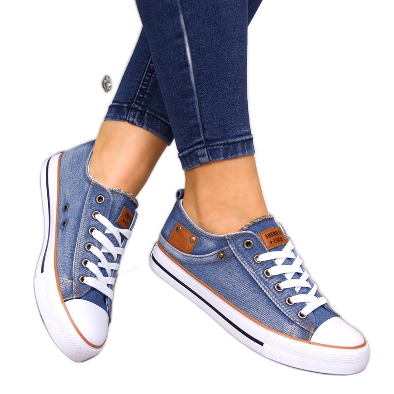 Tenis American Club 28/22 de mezclilla con cordones marrón azul