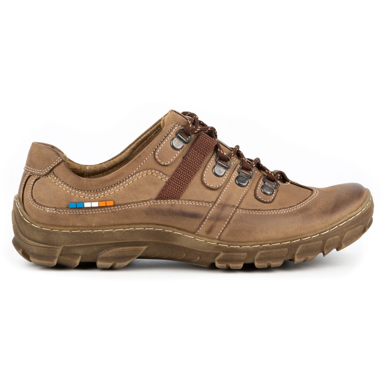 Olivier Zapatos trekking hombre piel 213GT marrón beige
