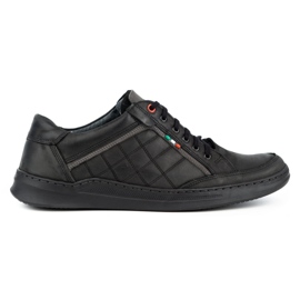 Olivier Zapatos casuales de cuero para hombres 297GT negros
