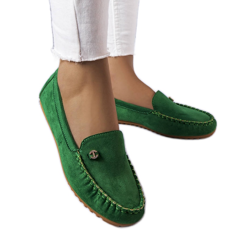 BM Mocasín verde con plantilla de piel de Verrill