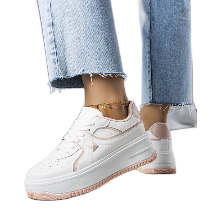 Zapatillas blancas y rosas en la plataforma Lepage blanco Zapatillas blancas y rosas en la plataforma Lepage blanco