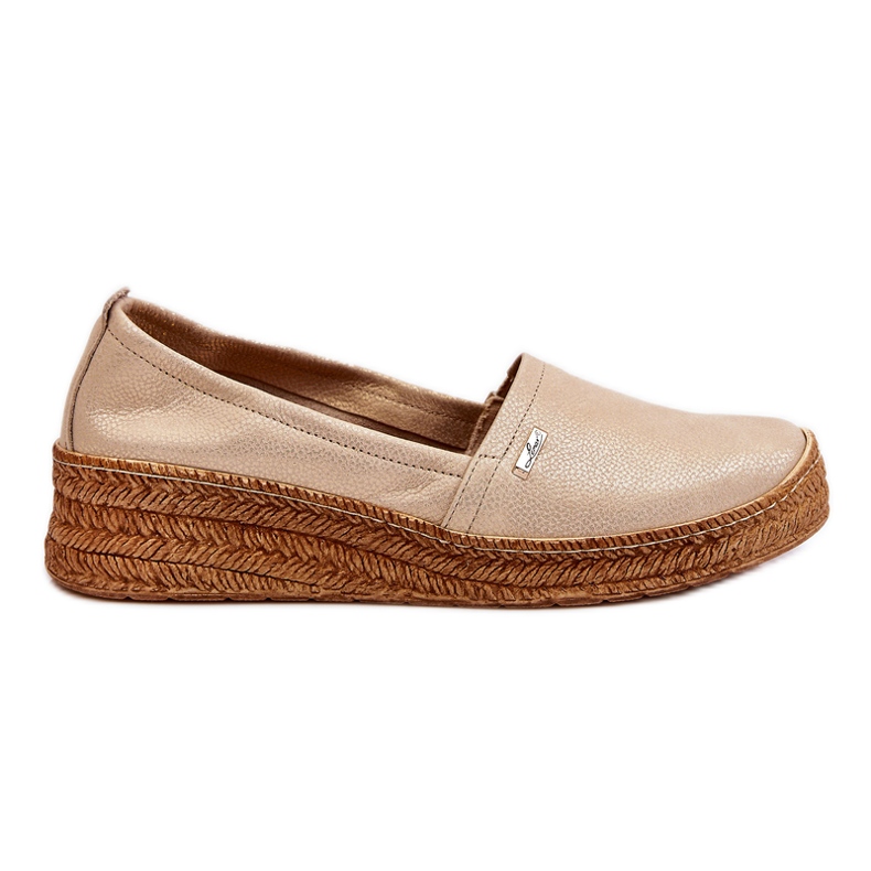 Lemar Alpargatas Mujer Cuña Piel Beige &amp; Oro Hadlee