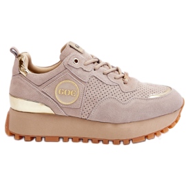 Deportivas Mujer Ante Plataforma GOE LL2N4001 Beige marrón