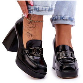 S.Barski Bombas de cuero en tacones masivos negro maximo