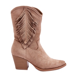 S.Barski Botas Vaqueras Bajas Mujer Ante Beige Elyse