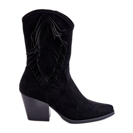 S.Barski Botas Vaqueras Bajas Mujer Ante Negro Elyse