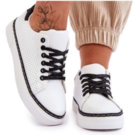 BM Deportivas Bajas De Mujer Perforadas Blancas Y Negras Daxton blanco negro
