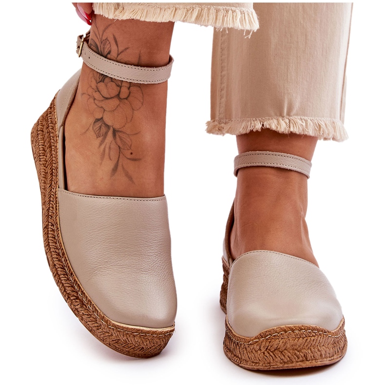 Lemar Sandalias Mujer Piel Alpargatas Beige Moise