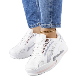 PA1 Zapatillas con cuña blancas y rosas de Germain blanco plata