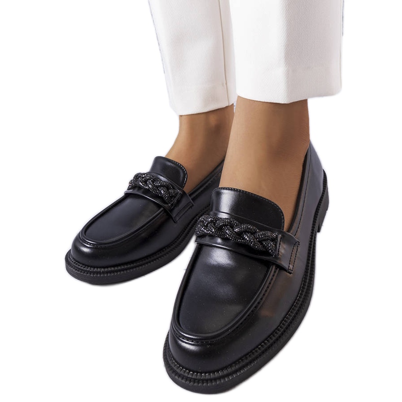 BM Mocasines elegantes negros con pedrería de Colette