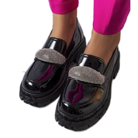 Zapatos brogue lacados en negro con circonita cúbica Mouss Zapatos brogue lacados en negro con circonita cúbica Mouss
