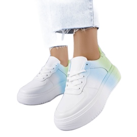 PA1 Zapatillas con plataforma blancas y verdes de Lance blanco azul