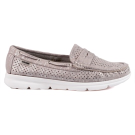 Mocasines mujer Shelovet ante gris