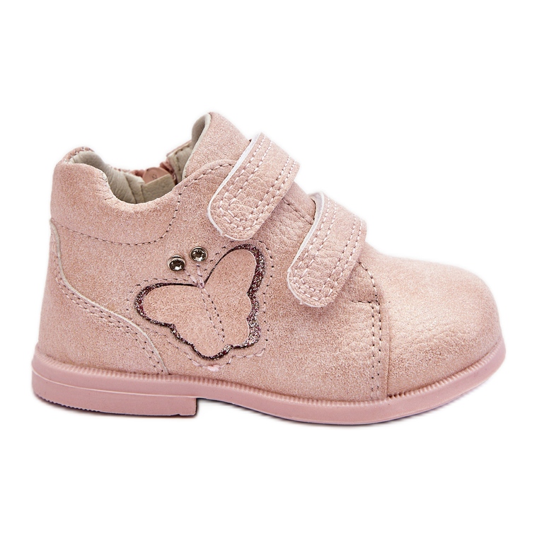PA1 Botas Piel Velcro Con Mariposa Rosa Avi rosado
