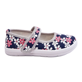 Bailarinas infantiles con flores azul marino y gris Noah