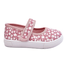 Bailarinas Infantiles Con Velcro Estampado Selah Rosa