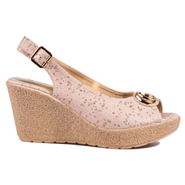 Sandalias mujer cuña Shelovet ante beige