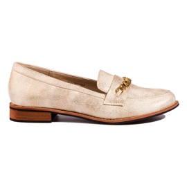Mocasines clásicos de mujer Shelovet dorado beige