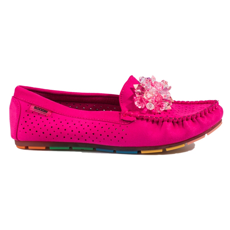 Mocasines mujer calados con cristales Shelovet rosa rosado