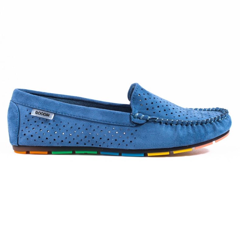 Mocasines mujer ante calado Shelovet azul