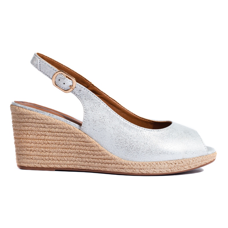 W. Potocki Elegantes sandalias plateadas con cuña de Potocki plata W. Potocki Elegantes sandalias plateadas con cuña de Potocki plata