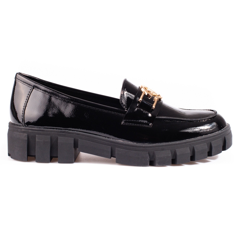 Mocasines plataforma mujer Vinceza lacado negro