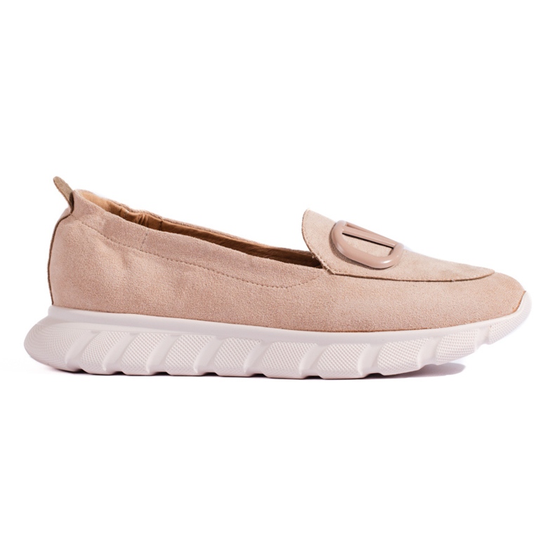Mocasines de mujer en ante sobre la plataforma beige Vinceza