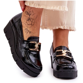Lemar Mocasines negros con cuña de charol Felicita Lemar Mocasines negros con cuña de charol Felicita