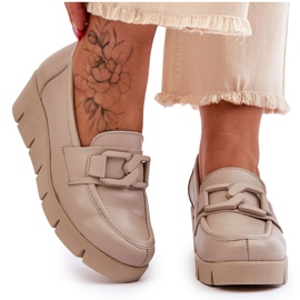 Lemar Mocasines con cuña de charol en beige Felicita