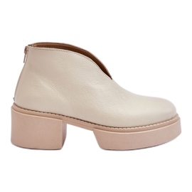 Botas de cuero con tacones masivos Nicole 2795/054 Beige claro