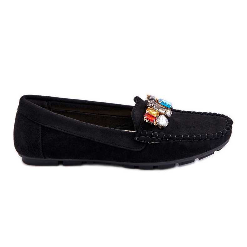 Mocasines Mujer Ante Cristales Negro Lucille