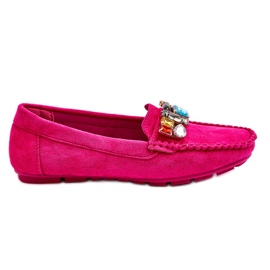 Mocasines Mujer Ante Cristales Lucille Fucsia rosa