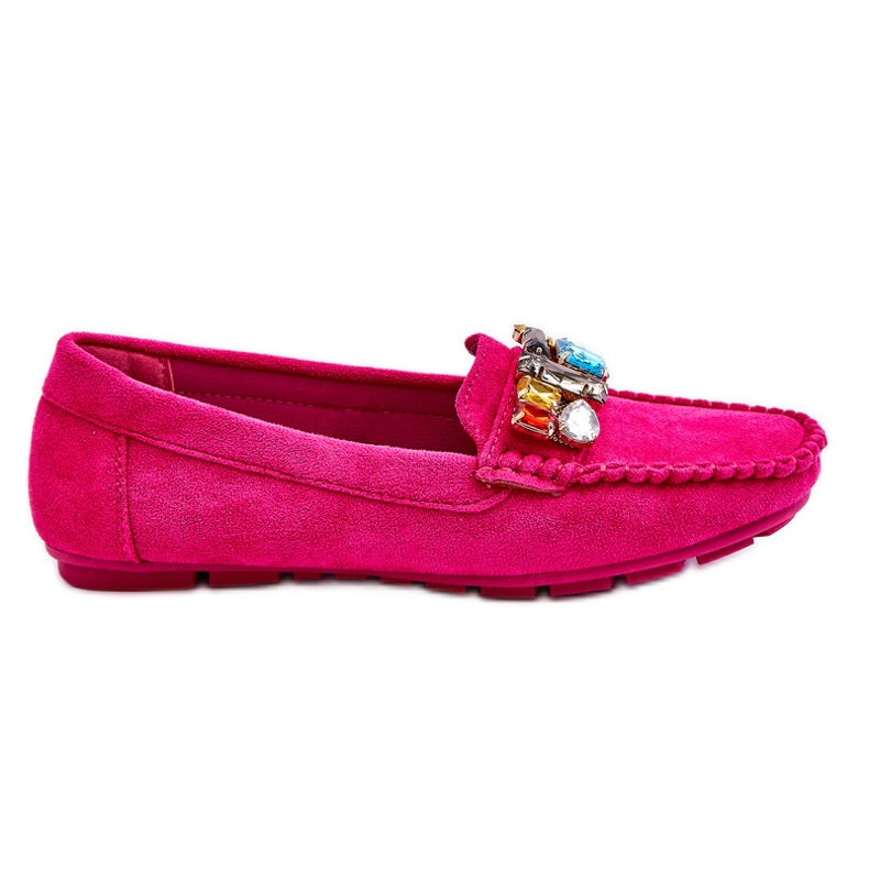 Mocasines Mujer Ante Cristales Lucille Fucsia rosado