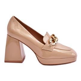Vinceza Salón Con Tacones Gruesos Beige Nataly