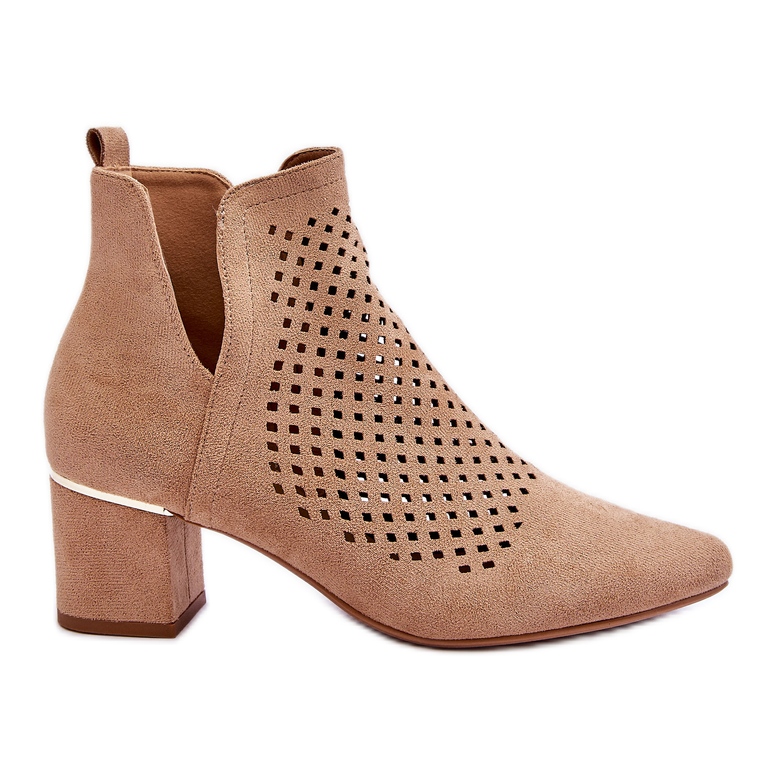 Vinceza Botín de ante calado con cut-out sobre tacón Blakely beige