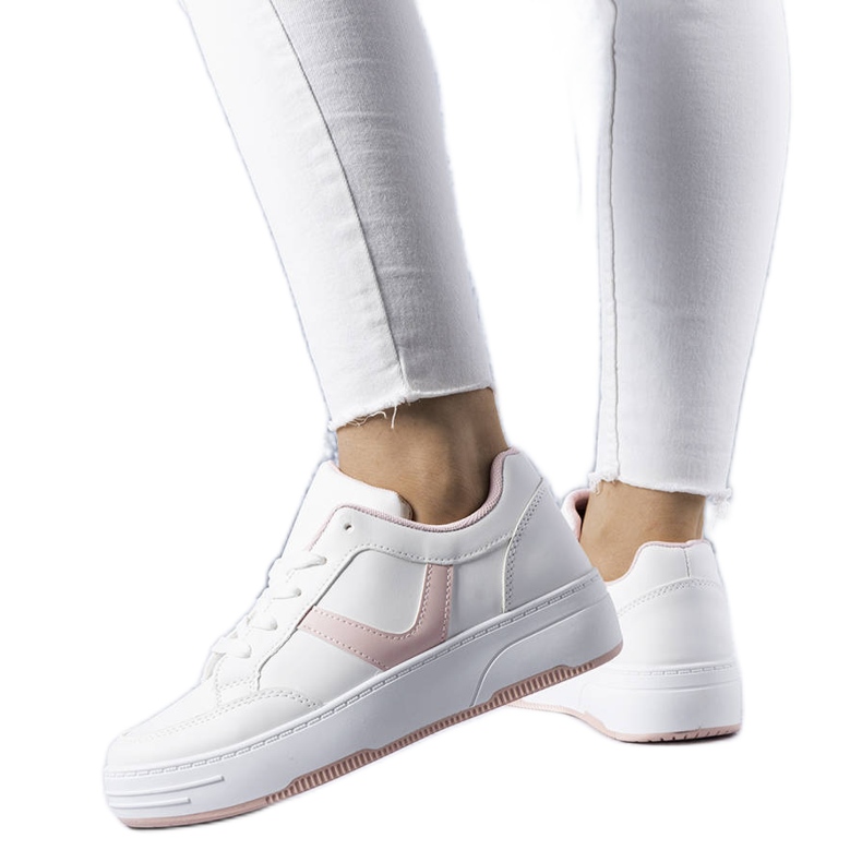 BM Zapatillas blancas y rosas con plataforma de Trépani blanco