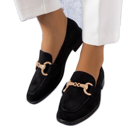 Mocasines negros con adorno dorado de Fluet Mocasines negros con adorno dorado de Fluet