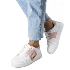Deportivas blancas decoradas con hebilla Toni rosa blanco