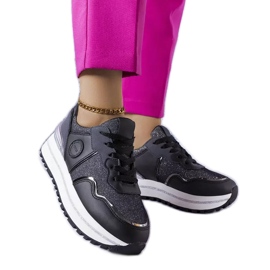 Zapatillas deportivas negras con aplicaciones de purpurina de Léves negro