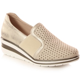 Zapatos cuña mujer calados dorados Jezzi MR1738-17