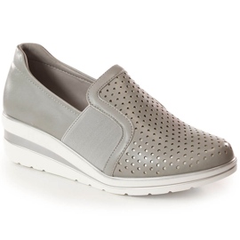 Zapatos cuña mujer calados gris Jezzi MR1738-17