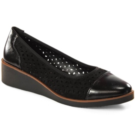 Zapatos de tacón calados con cuña para mujer negros Jezzi RMR2265-2 Zapatos de tacón calados con cuña para mujer negros Jezzi RMR2265-2