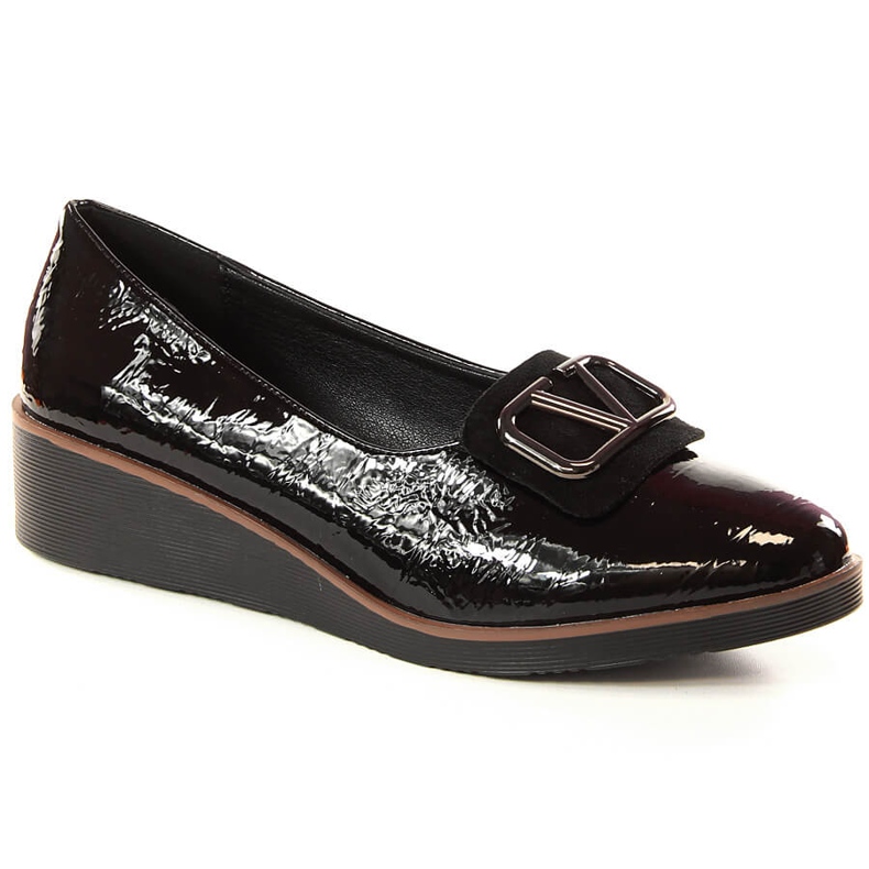 Zapatos cuña mujer lacados en negro Jezzi RMR2265-3