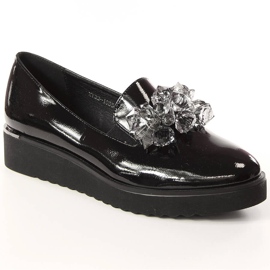 Zapatos mujer lacados con cristales negros Vinceza 10856