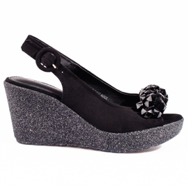 Sandalias cuña mujer Shelovet ante negro