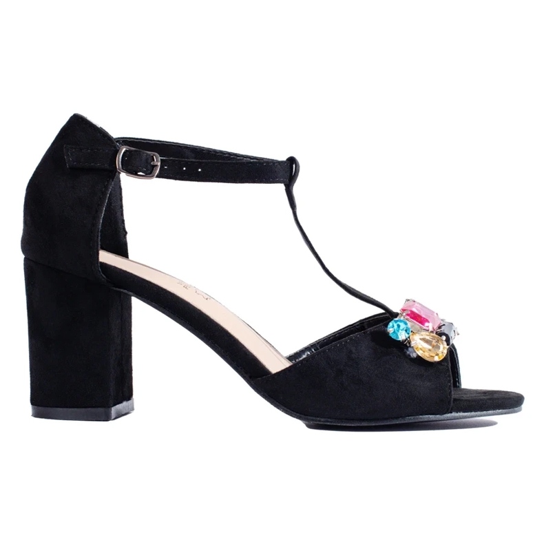 Sandalias mujer ante tacón con cristales Shelovet negro