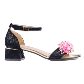 Sandalias mujer Shelovet negro tacón bajo