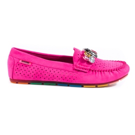 Mocasines de mujer rosa calados con cristales ante Shelovet