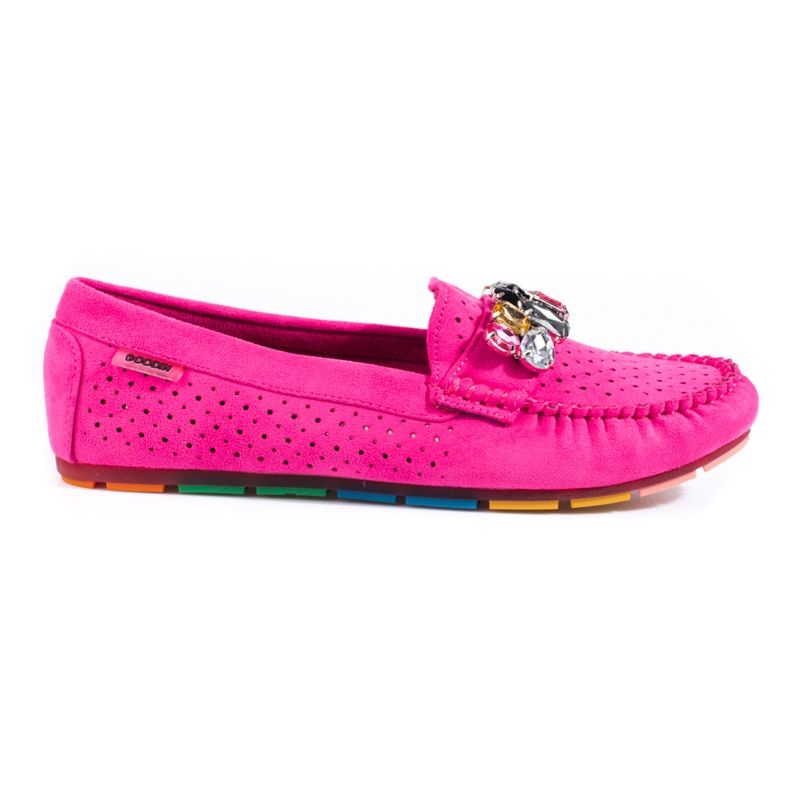 Mocasines de mujer rosa calados con cristales ante Shelovet rosado