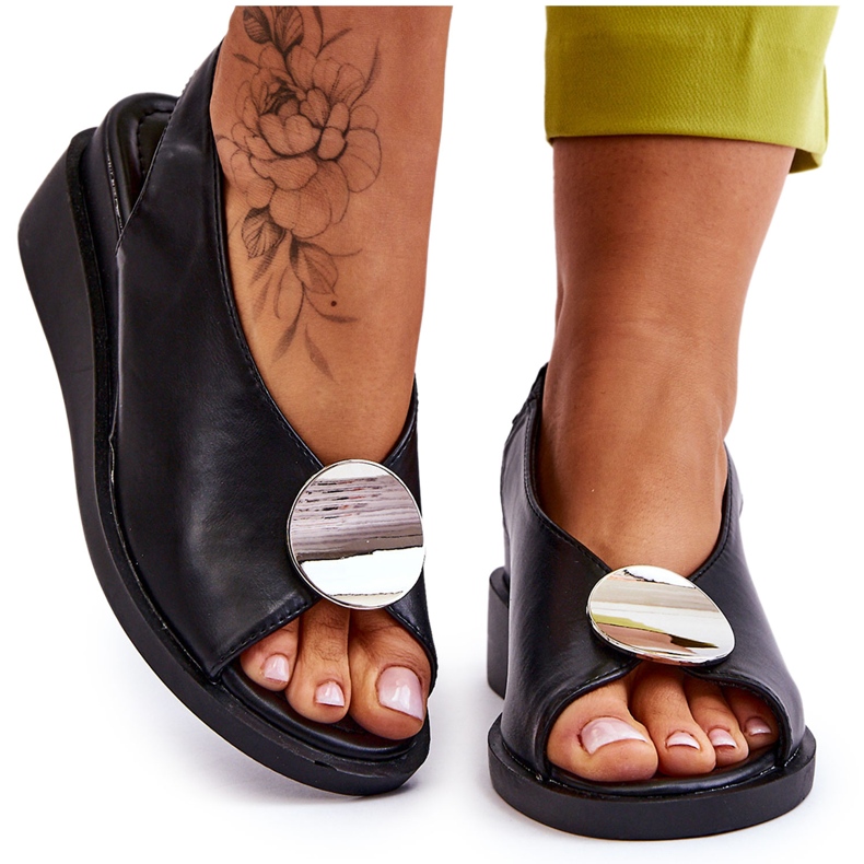 Vinceza Sandalias Mujer Piel Cuña Black Justice negro